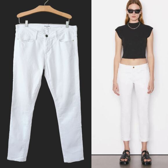 FRAME Denim Le Garcon Jeans in White Size 28 Boyfriend Mid-rise Straight Leg - Picture 1 of 11